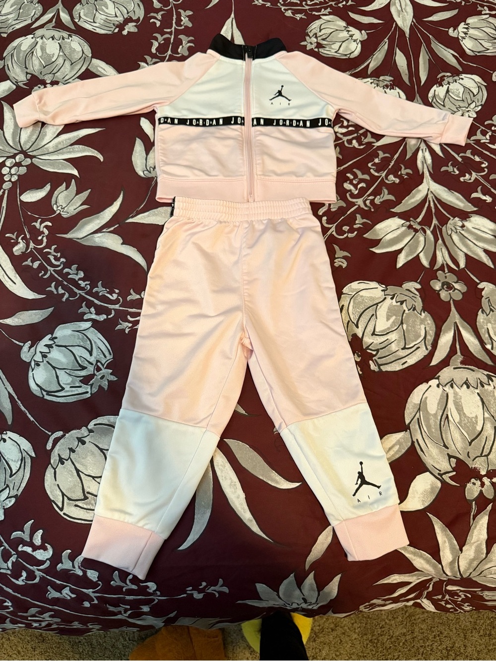 Jordan Girls Light Pink and White Track Set with Jumpman